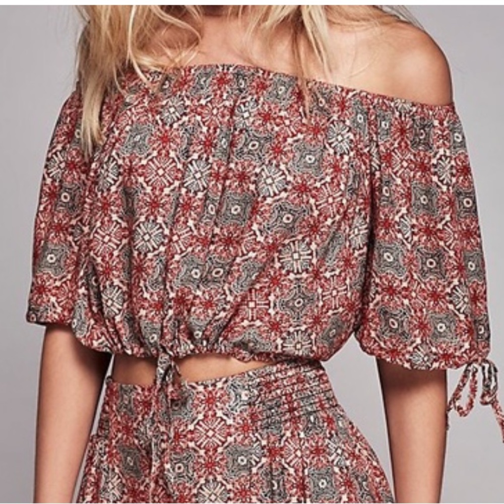 Free People Multicolor Patterned Off the Shoulder Top